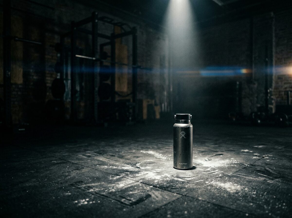 Eine Wasserflasche auf dem Gym-Boden. Manchmal reicht das.