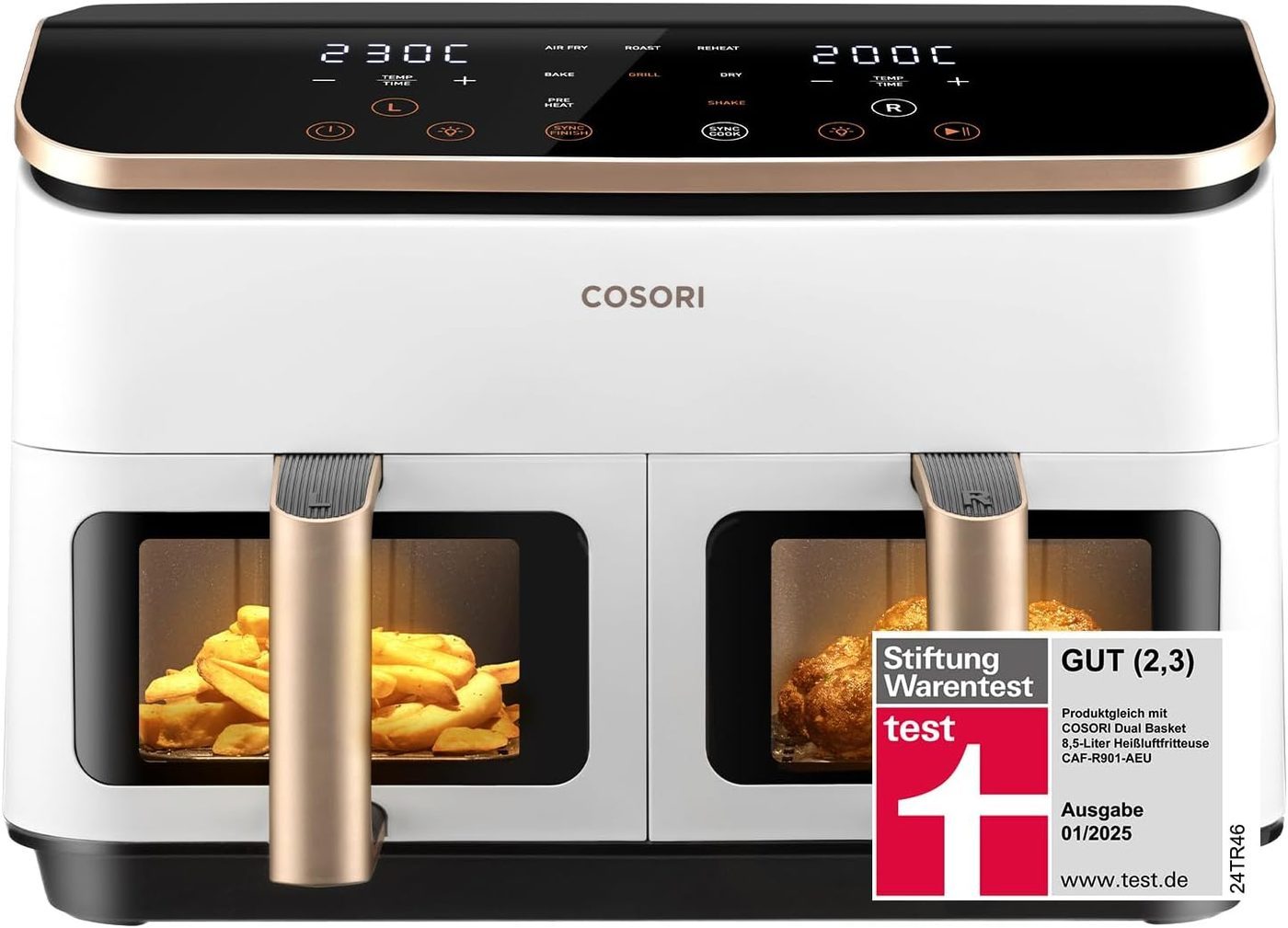 Cosori Dual Zone Heißluftfritteuse 8,5L, 6 Funktionen